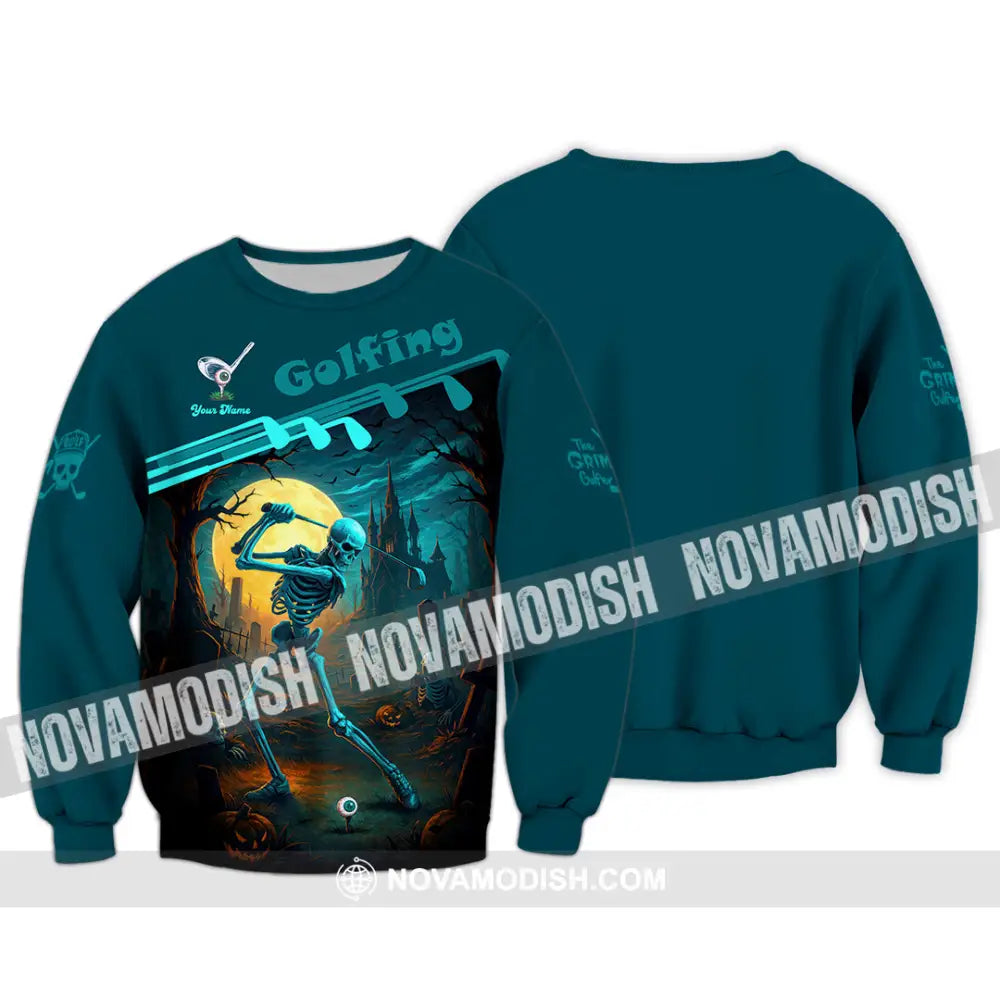 Unisex Shirt - Custom Skeleton Golfing Golf Player Shirt Long Sleeve / S T-shirt