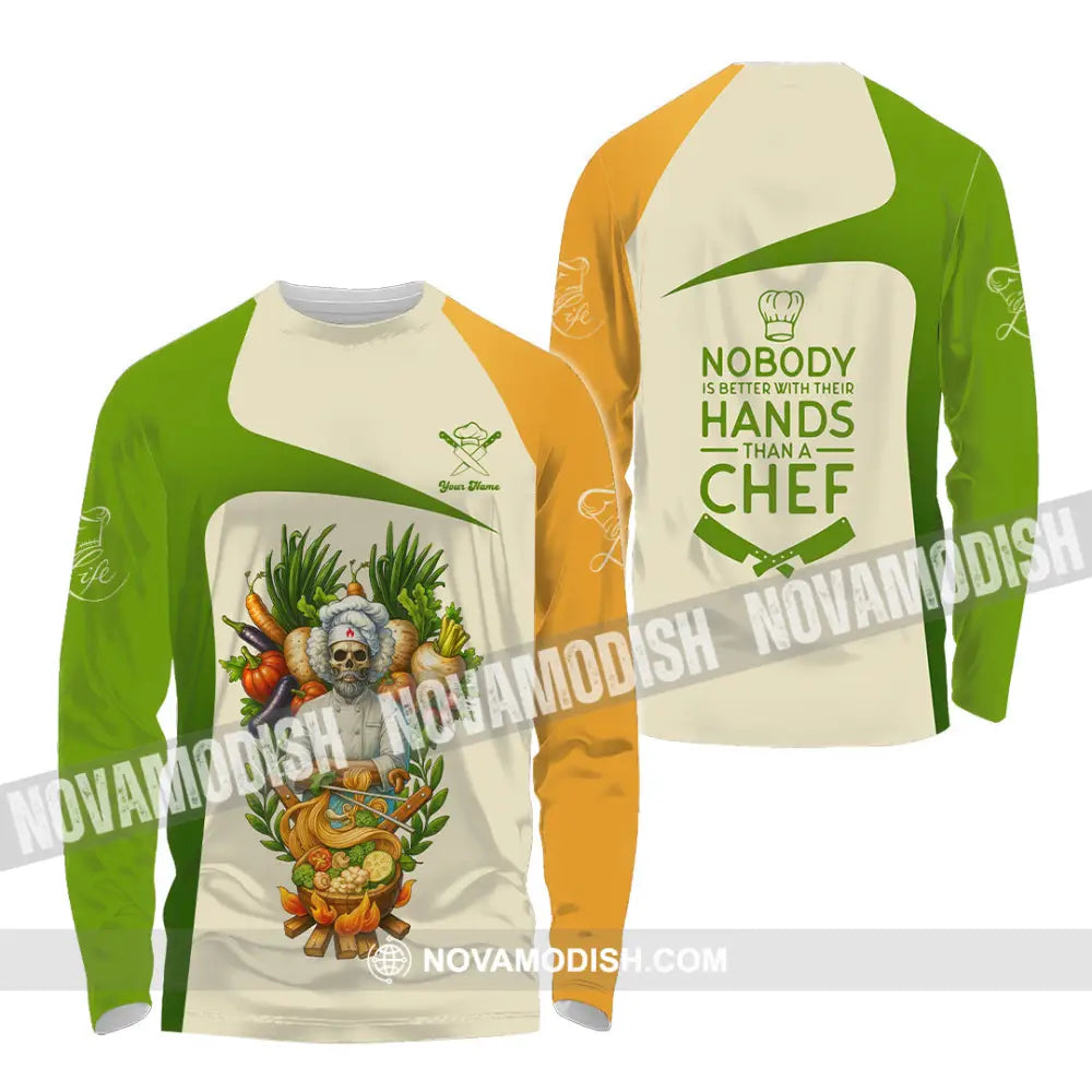 Unisex Shirt - Custom Skeleton Life Of Chef Shirt Long Sleeve Shirt / S T-shirt
