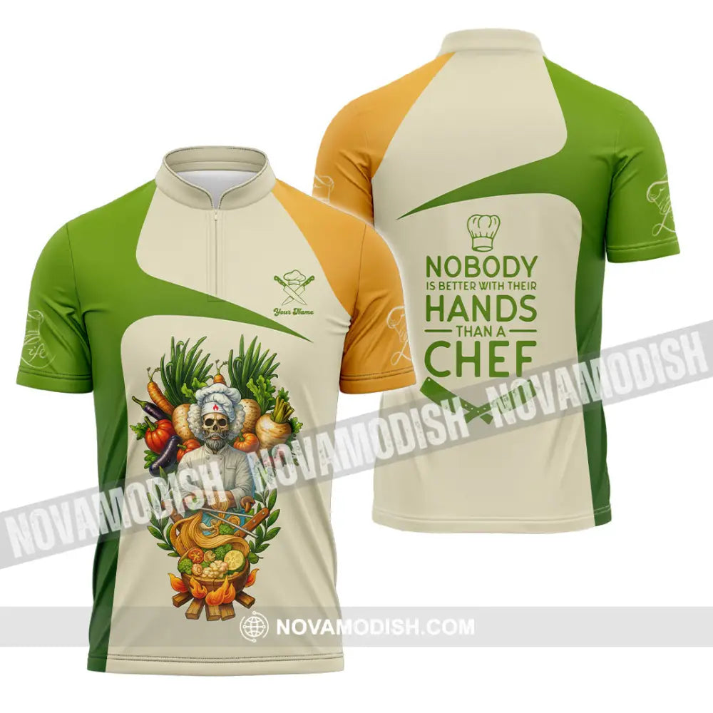 Unisex Shirt - Custom Skeleton Life Of Chef Shirt Zipper Polo Shirt / S T-shirt