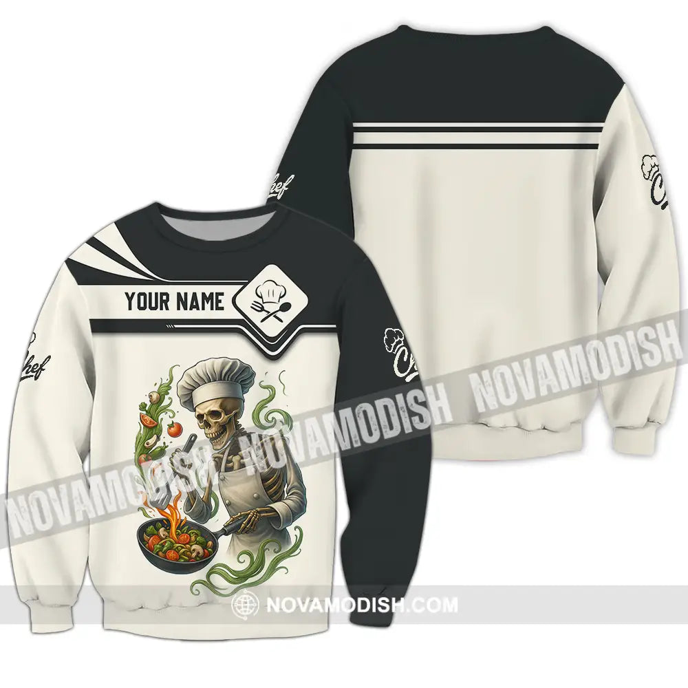 Unisex Shirt - Custom Skeleton Master Chef Chef Shirt Long Sleeve / S T-shirt