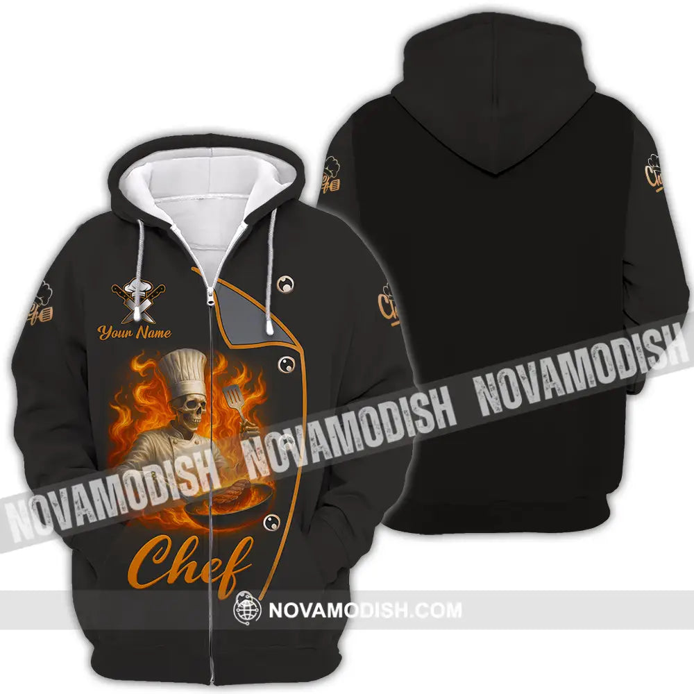 Unisex Shirt - Custom Skeleton Master Chef Chef Shirt Zipper Hoodie / S T-shirt