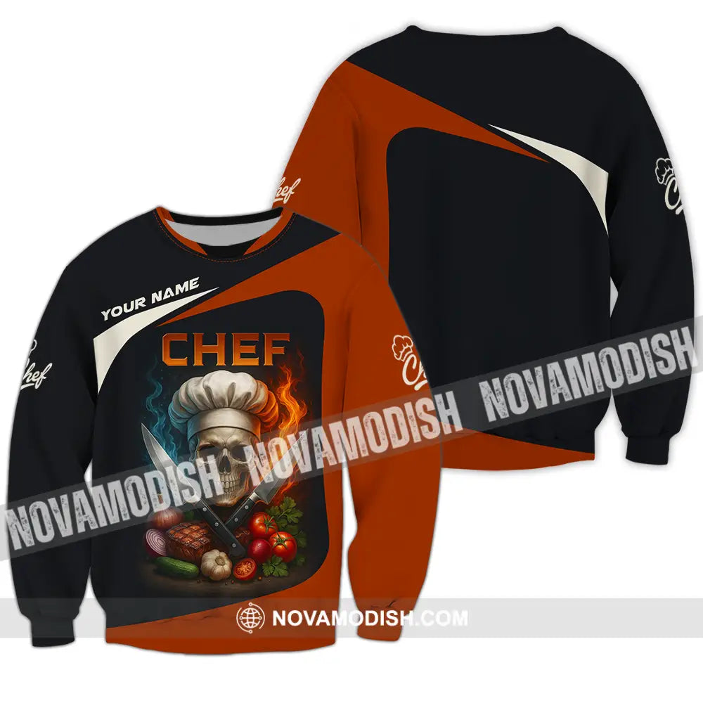 Unisex Shirt - Custom Skull Master Chef Chef Shirt Long Sleeve / S T-shirt