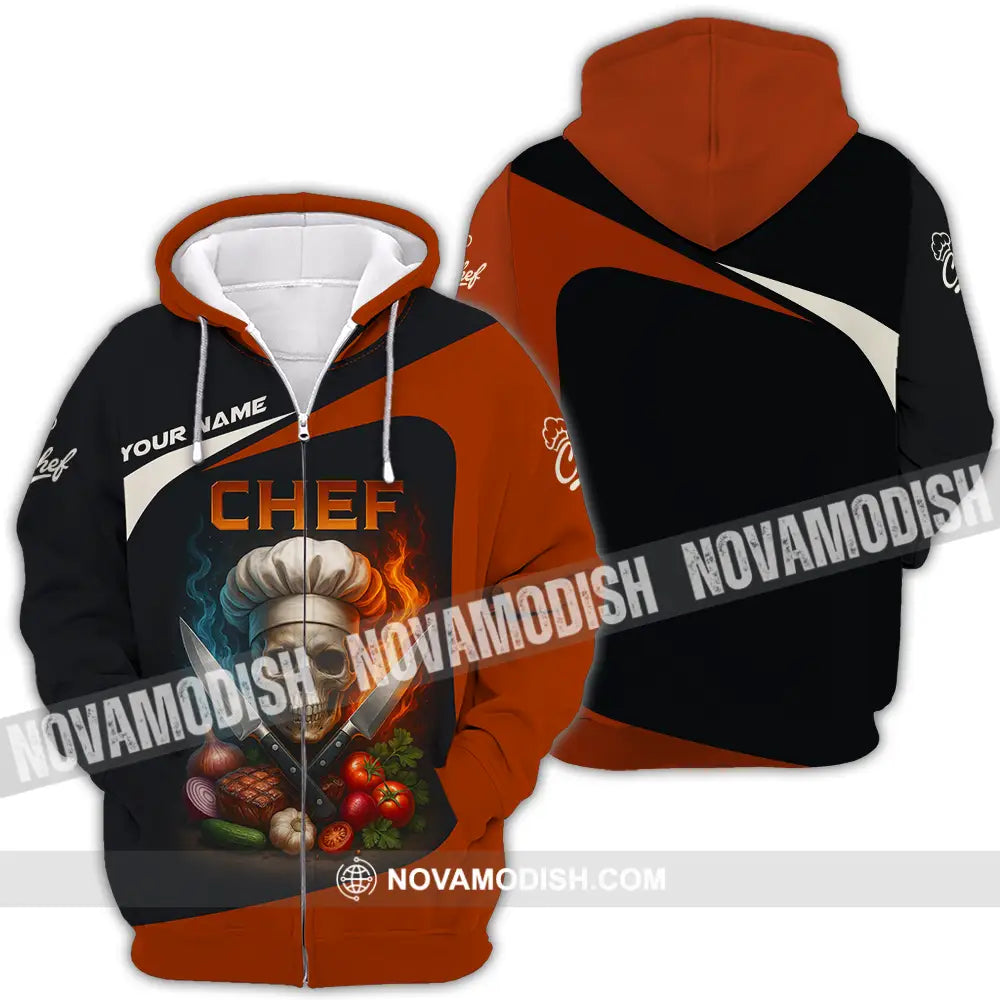 Unisex Shirt - Custom Skull Master Chef Chef Shirt Zipper Hoodie / S T-shirt