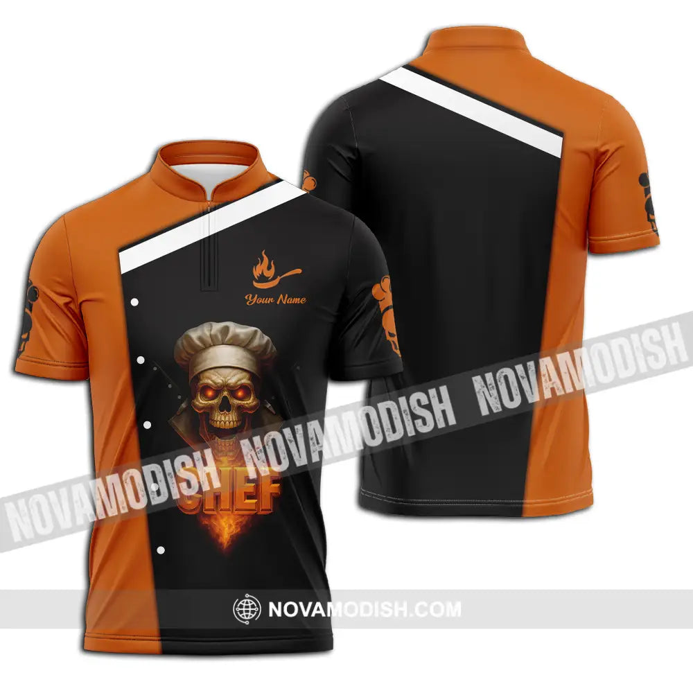 Unisex Shirt - Custom Skull Master Chef Shirt Zipper Polo Shirt / S T-shirt