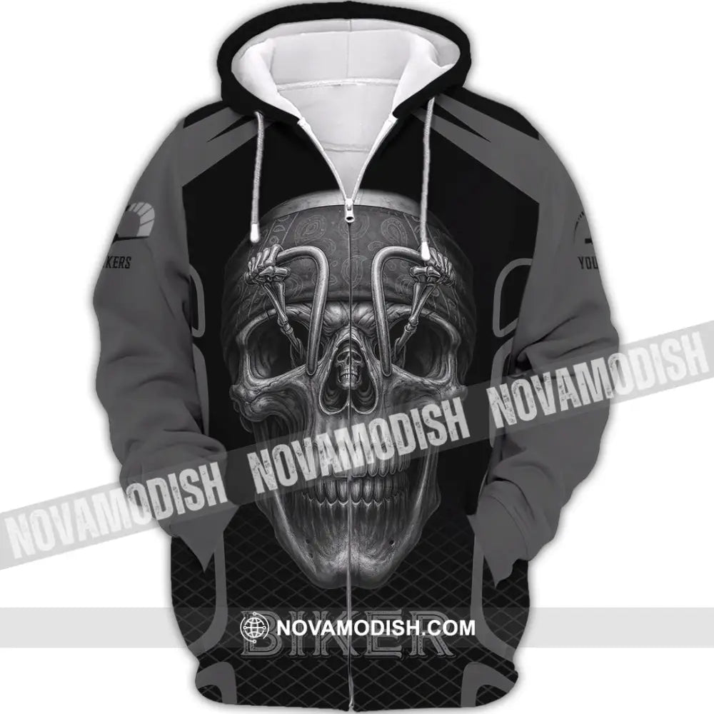 Unisex Shirt - Custom Skull Rider Riding Lover Shirt Zipper Hoodie / S T-shirt