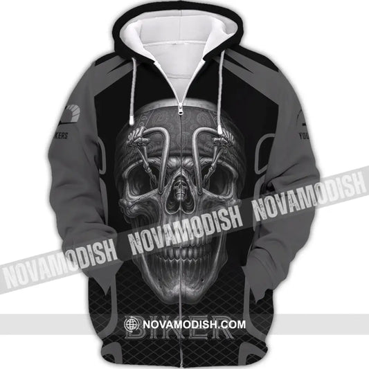 Unisex Shirt - Custom Skull Rider Riding Lover Shirt Zipper Hoodie / S T-shirt
