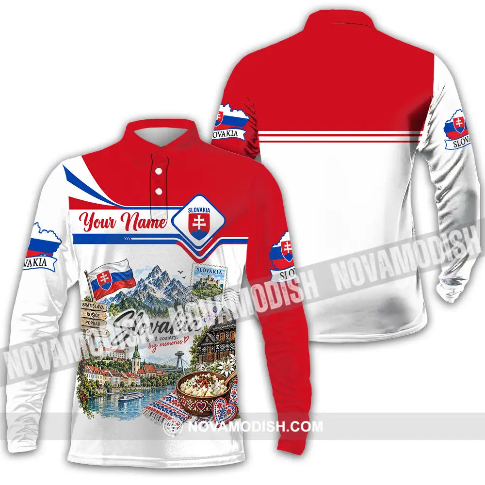 Unisex Shirt - Custom Slovakia Shirt - Long Sleeve Polo / S - T-shirt