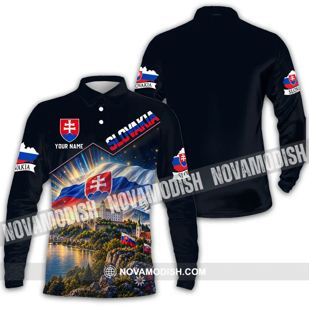 Unisex Shirt - Custom Slovakia Shirt - Long Sleeve Polo / S - T-shirt