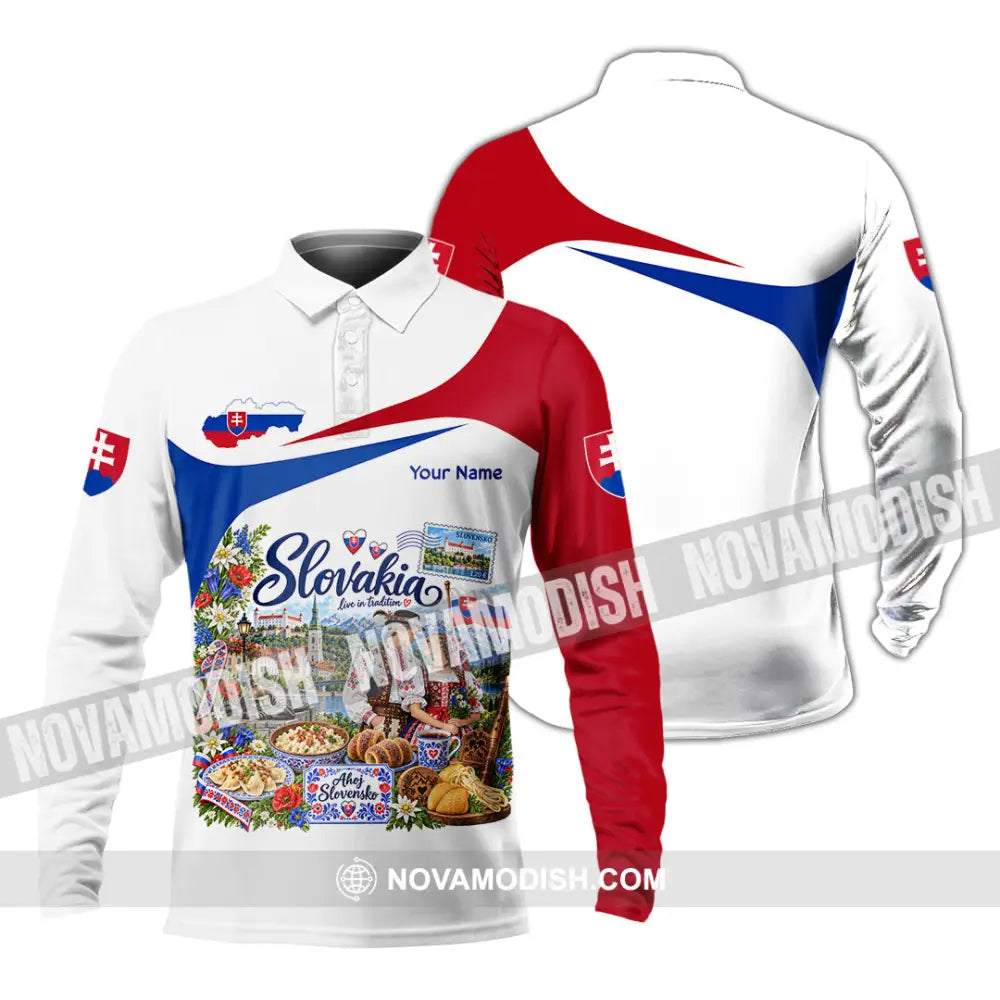 Unisex Shirt - Custom Slovakia Shirt - Long Sleeve Polo / S - T-shirt
