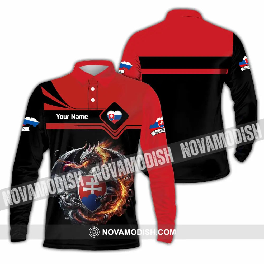 Unisex Shirt - Custom Slovakia Shirt - Long Sleeve Polo / S - T-shirt