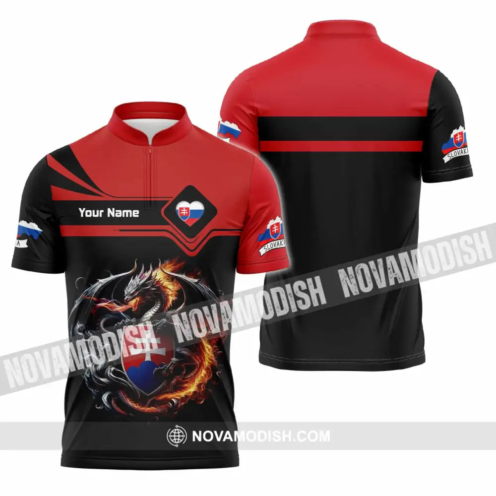 Unisex Shirt - Custom Slovakia Shirt - Zipper Polo Shirt / S - T-shirt