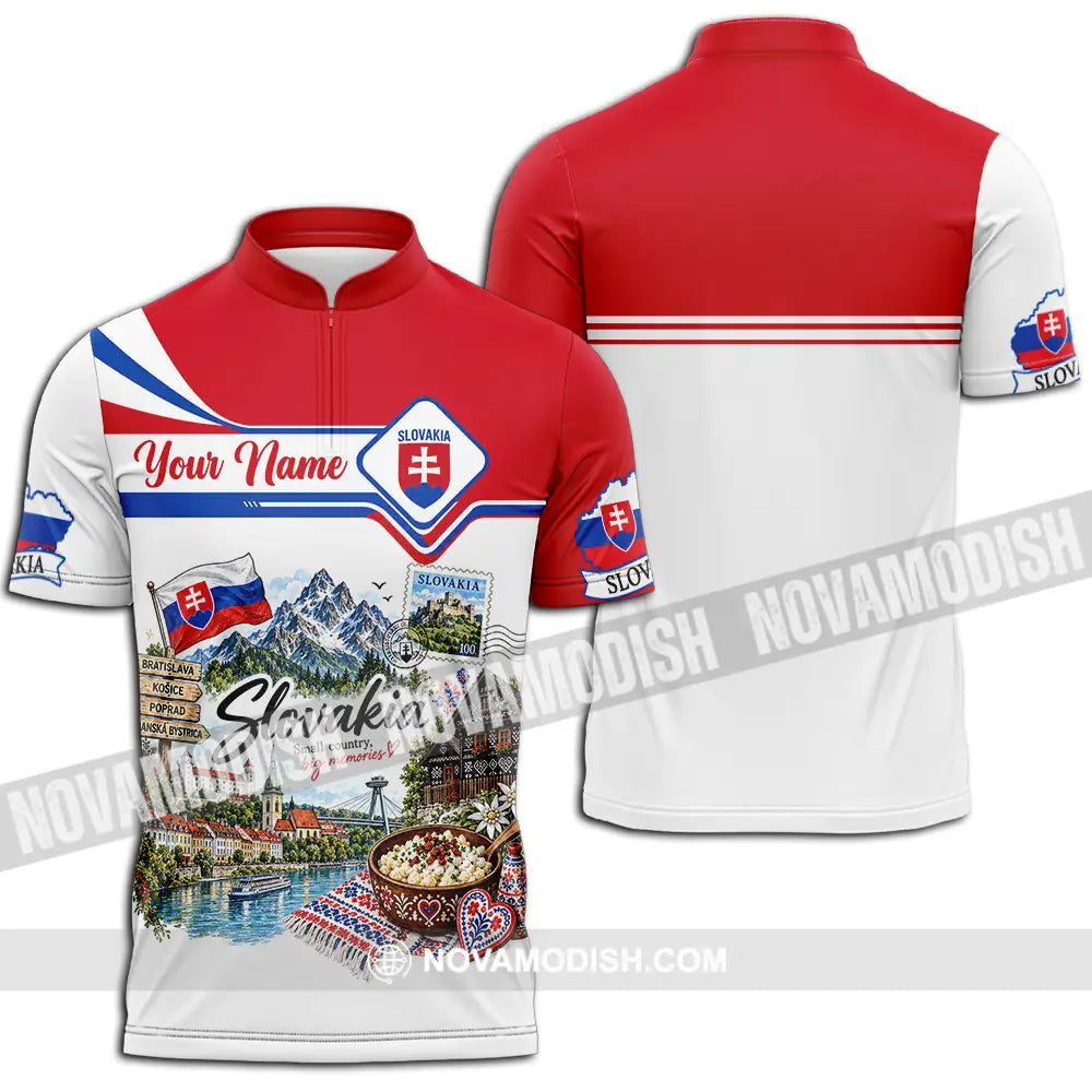 Unisex Shirt - Custom Slovakia Shirt - Zipper Polo Shirt / S - T-shirt