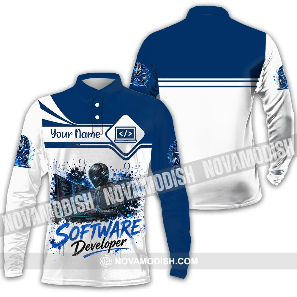 Unisex Shirt - Custom Software Developer Shirt - Long Sleeve Polo / S - T-shirt