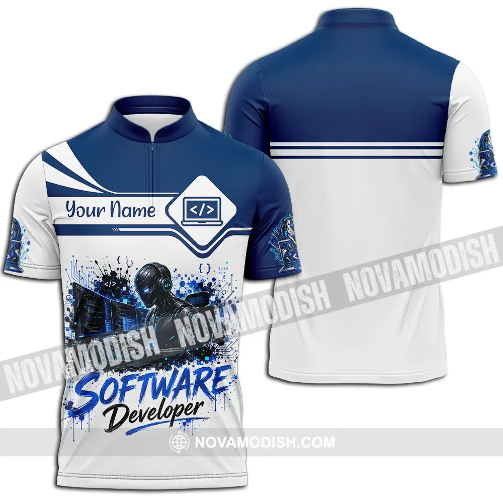 Unisex Shirt - Custom Software Developer Shirt - Zipper Polo Shirt / S - T-shirt