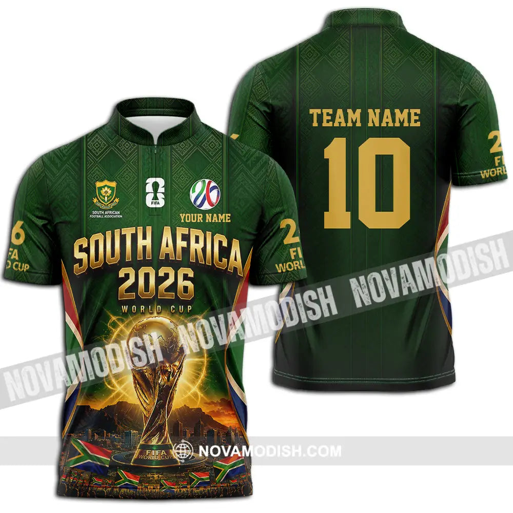 Unisex Shirt - Custom South Africa World Cup 2026 Shirt - Zipper Polo Shirt / S - T-shirt