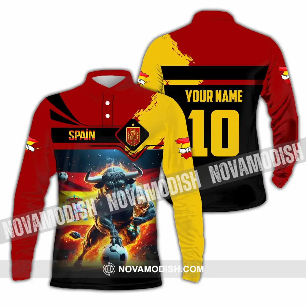 Unisex Shirt - Custom Spain 3D Shirt Long Sleeve Polo / S T-shirt