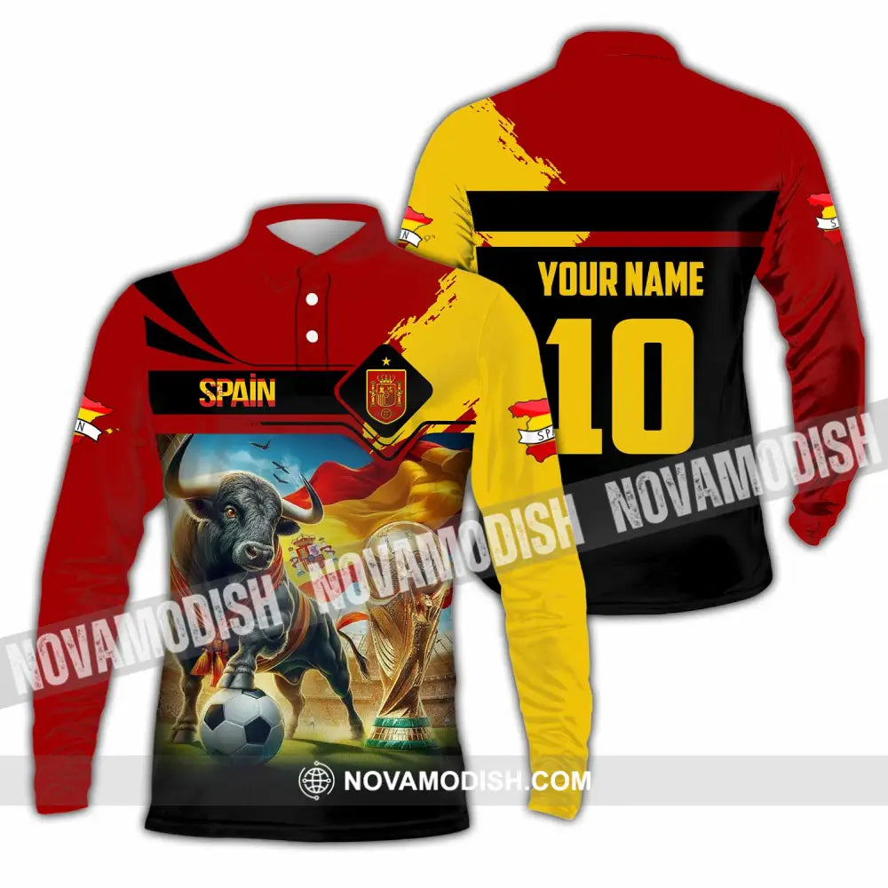 Unisex Shirt - Custom Spain 3D Shirt Long Sleeve Polo / S T-shirt