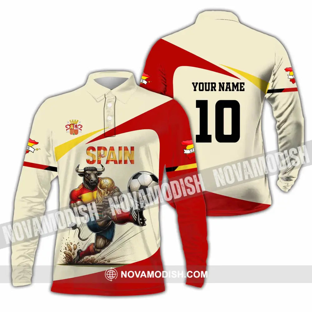 Unisex Shirt - Custom Spain 3D Shirt Long Sleeve Polo / S T-shirt