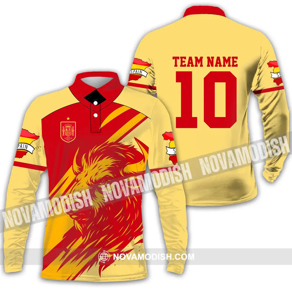 Unisex Shirt - Custom Spain 3D Shirt Long Sleeve Polo / S T-shirt