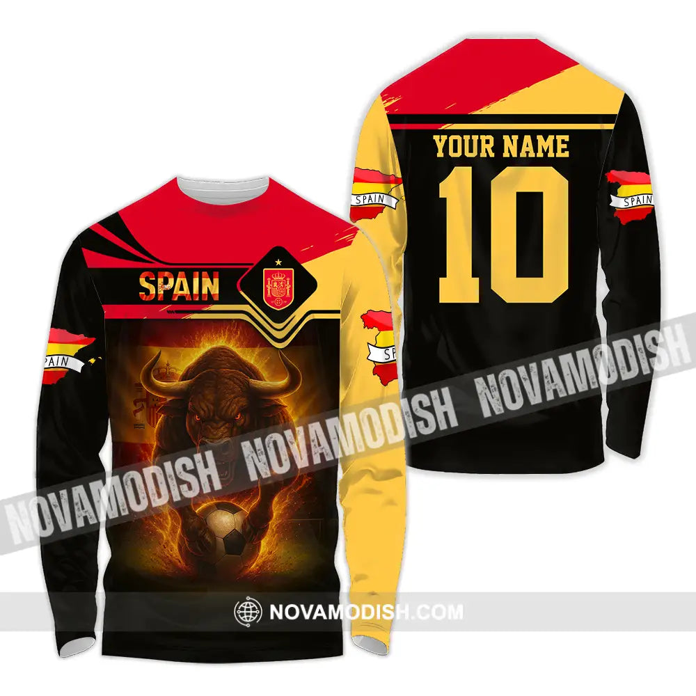 Unisex Shirt - Custom Spain 3D Shirt Long Sleeve Shirt / S T-shirt