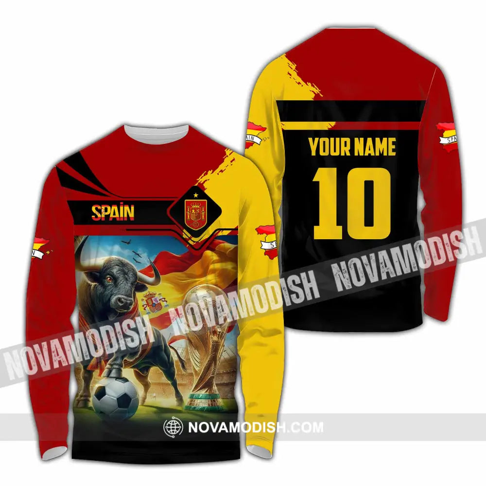 Unisex Shirt - Custom Spain 3D Shirt Long Sleeve Shirt / S T-shirt