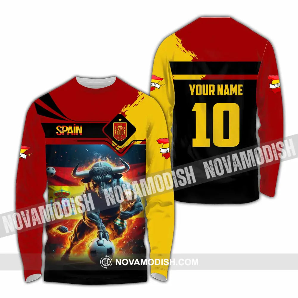 Unisex Shirt - Custom Spain 3D Shirt Long Sleeve Shirt / S T-shirt
