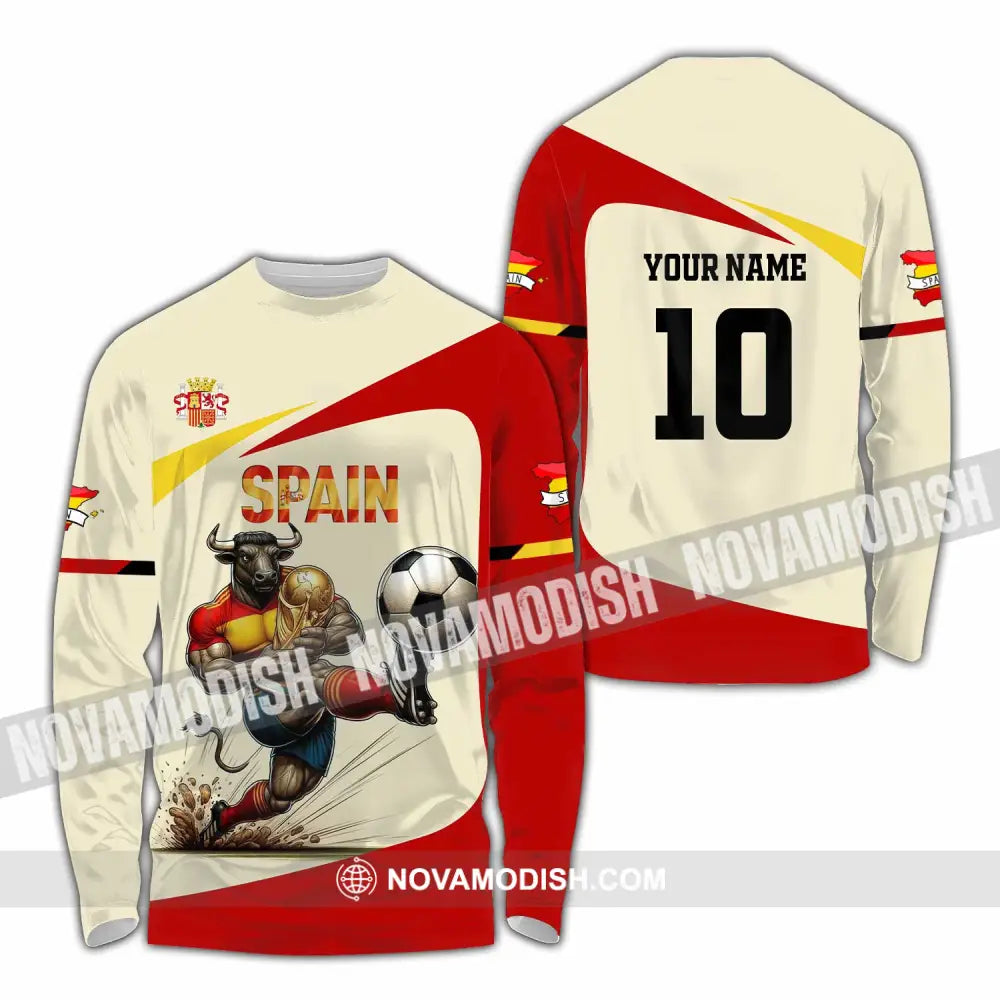 Unisex Shirt - Custom Spain 3D Shirt Long Sleeve Shirt / S T-shirt