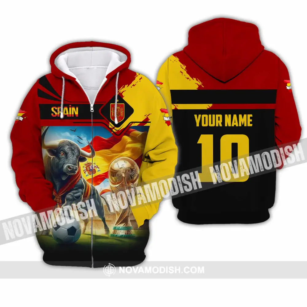 Unisex Shirt - Custom Spain 3D Shirt Zipper Hoodie / S T-shirt