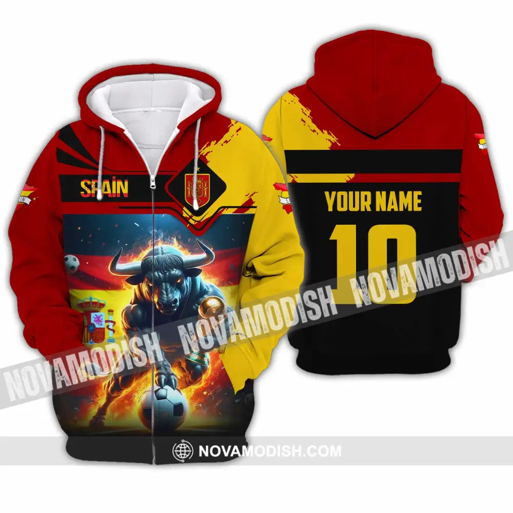 Unisex Shirt - Custom Spain 3D Shirt Zipper Hoodie / S T-shirt