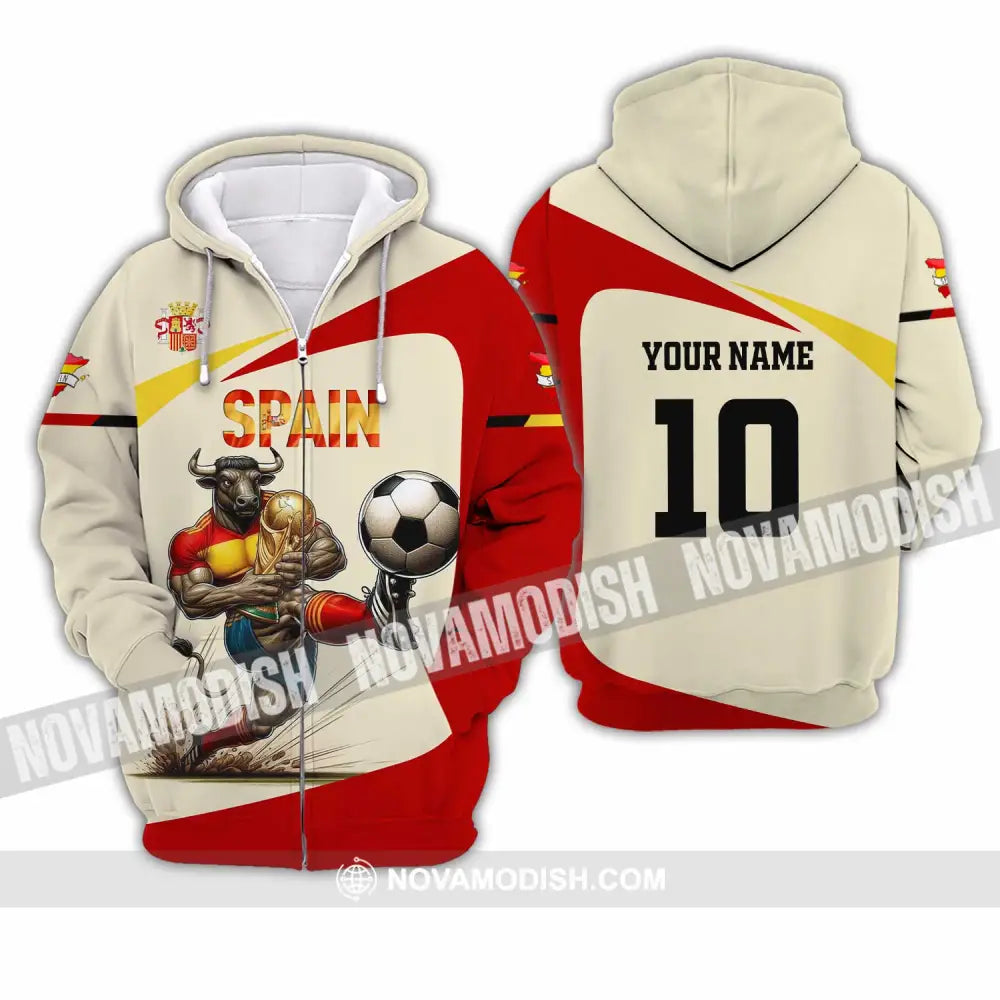 Unisex Shirt - Custom Spain 3D Shirt Zipper Hoodie / S T-shirt