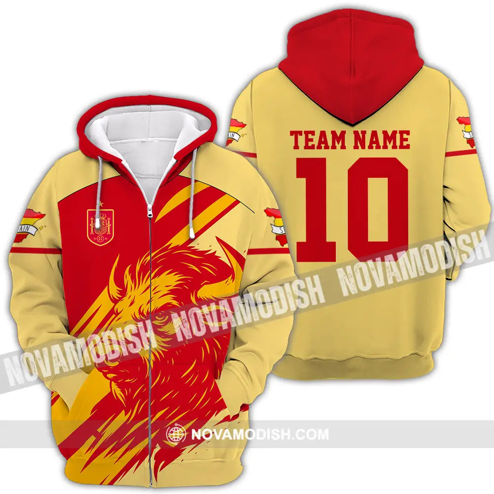 Unisex Shirt - Custom Spain 3D Shirt Zipper Hoodie / S T-shirt