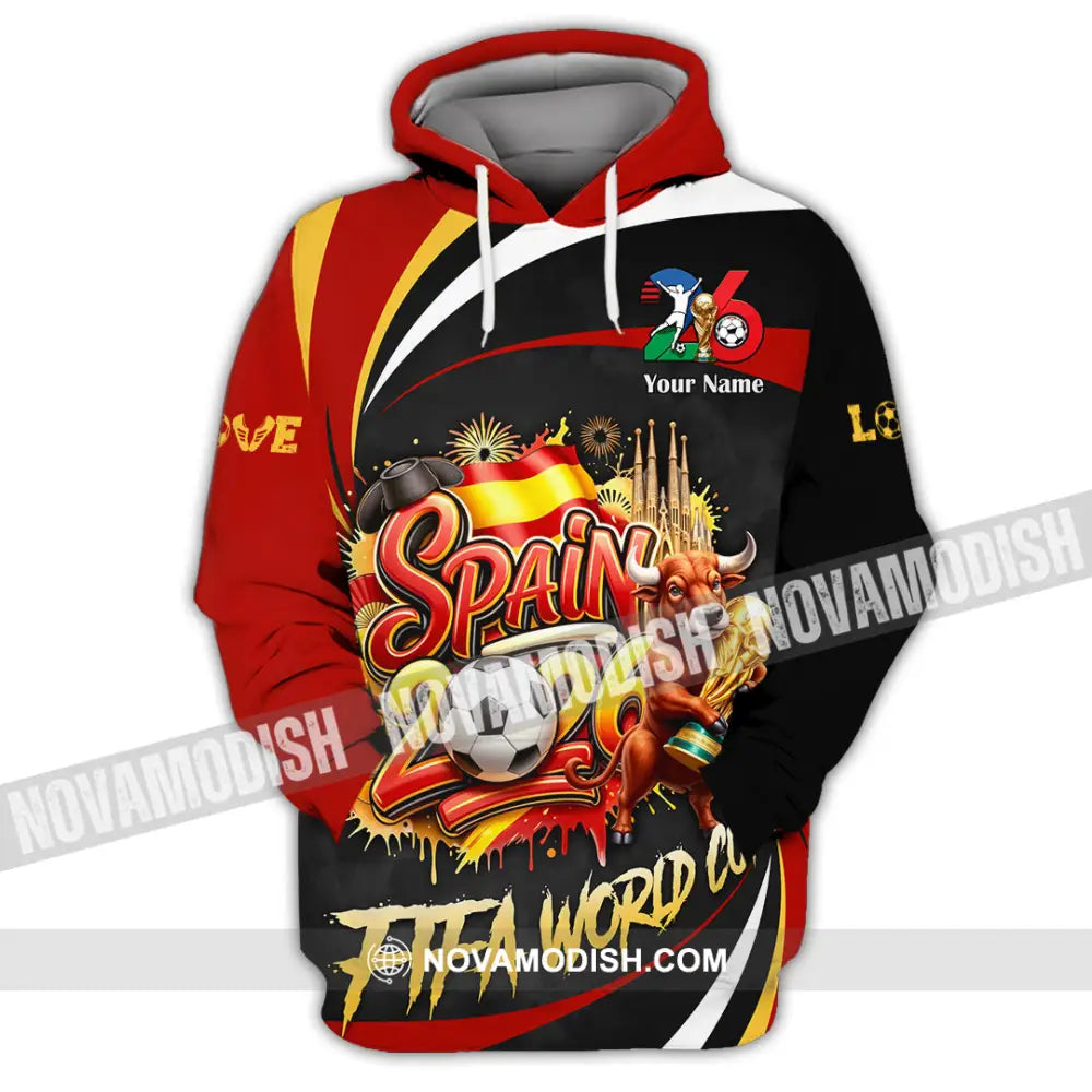 Unisex Shirt - Custom Spain Fifa World Cup 2026 3D Shirt Hoodie / S T-shirt