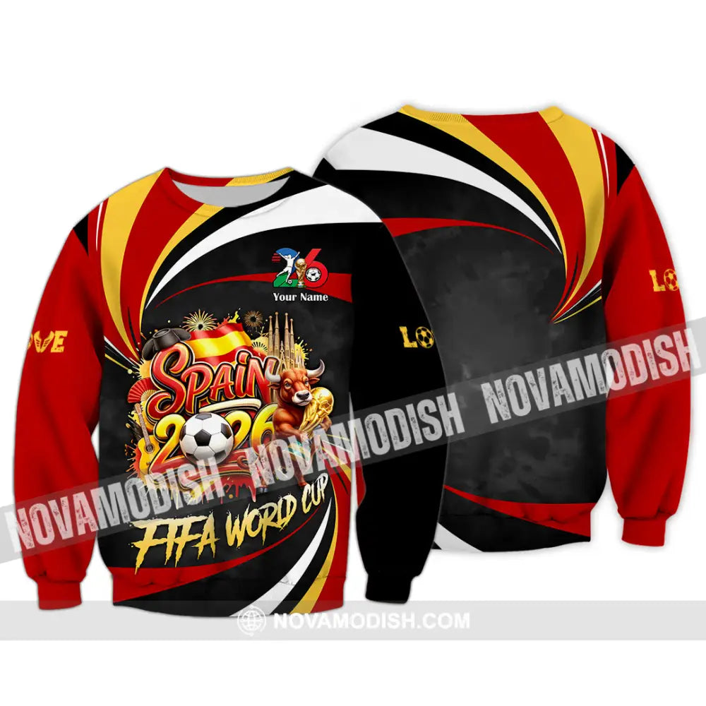 Unisex Shirt - Custom Spain Fifa World Cup 2026 3D Shirt Long Sleeve / S T-shirt