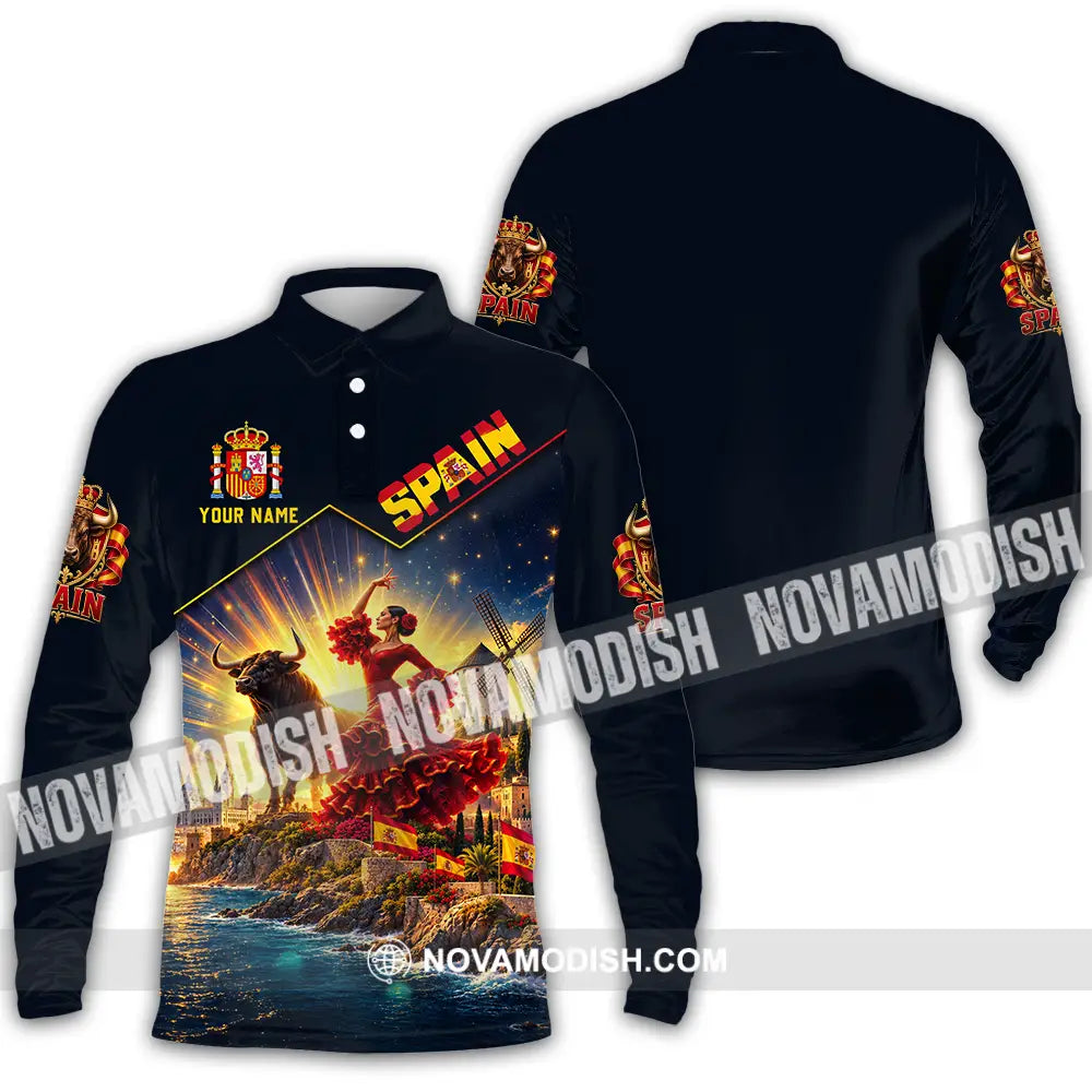 Unisex Shirt - Custom Spain Shirt - Long Sleeve Polo / S - T-shirt