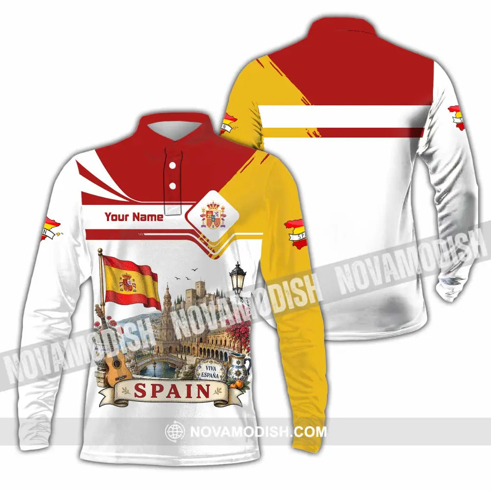 Unisex Shirt - Custom Spain Shirt - Long Sleeve Polo / S - T-shirt