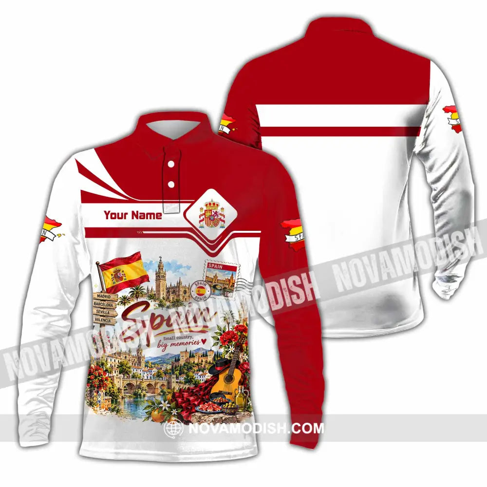 Unisex Shirt - Custom Spain Shirt - Long Sleeve Polo / S - T-shirt
