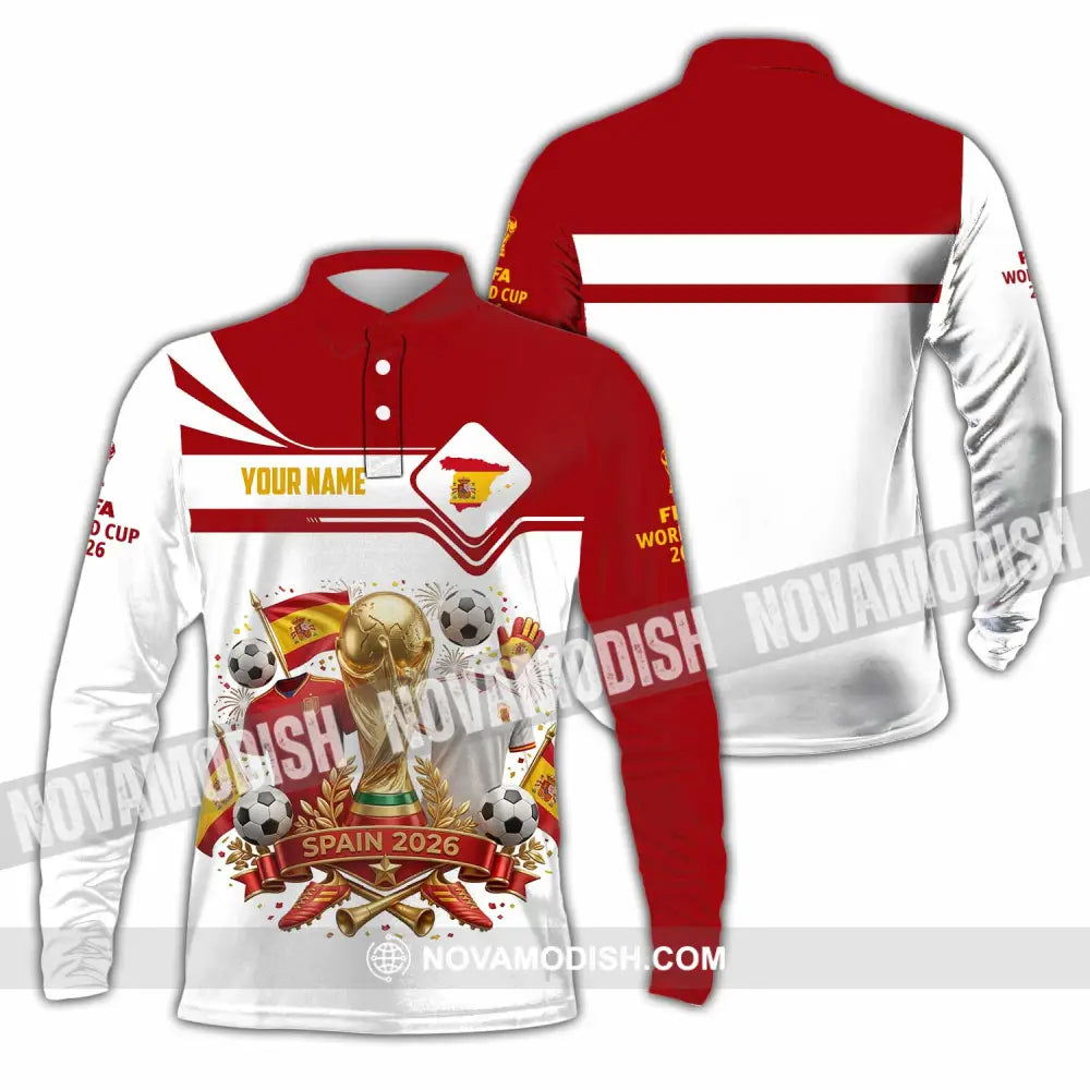 Unisex Shirt - Custom Spain World Cup 2026 3D Shirt - Long Sleeve Polo / S - T-shirt