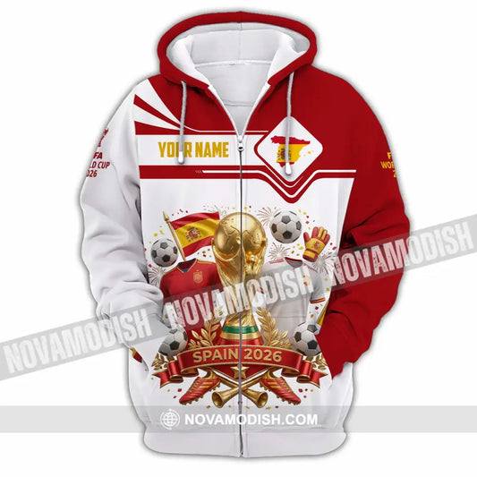 Unisex Shirt - Custom Spain World Cup 2026 3D Shirt - Zipper Hoodie / S - T-shirt