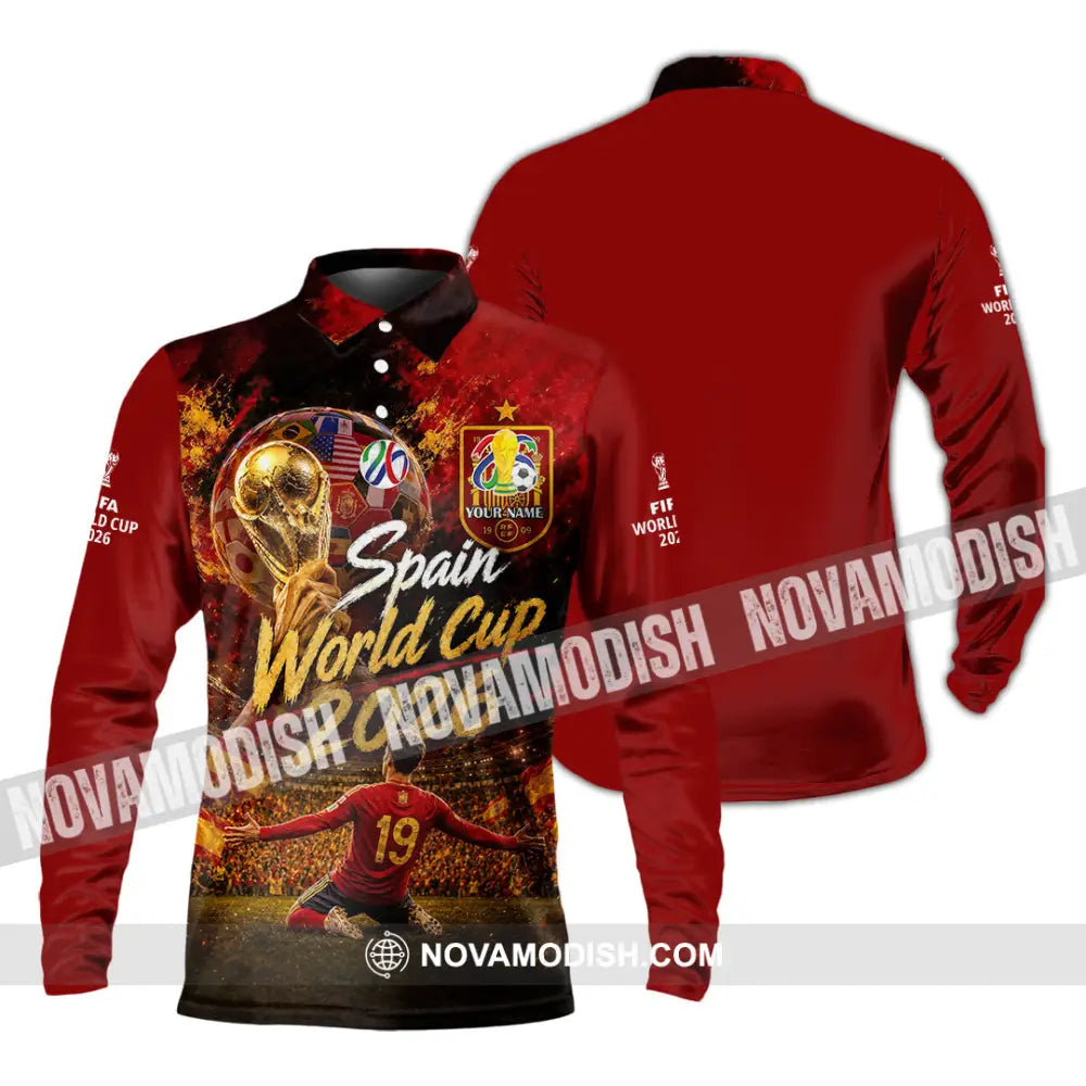 Unisex Shirt - Custom Spain World Cup 2026 Shirt - Long Sleeve Polo / S - T-shirt