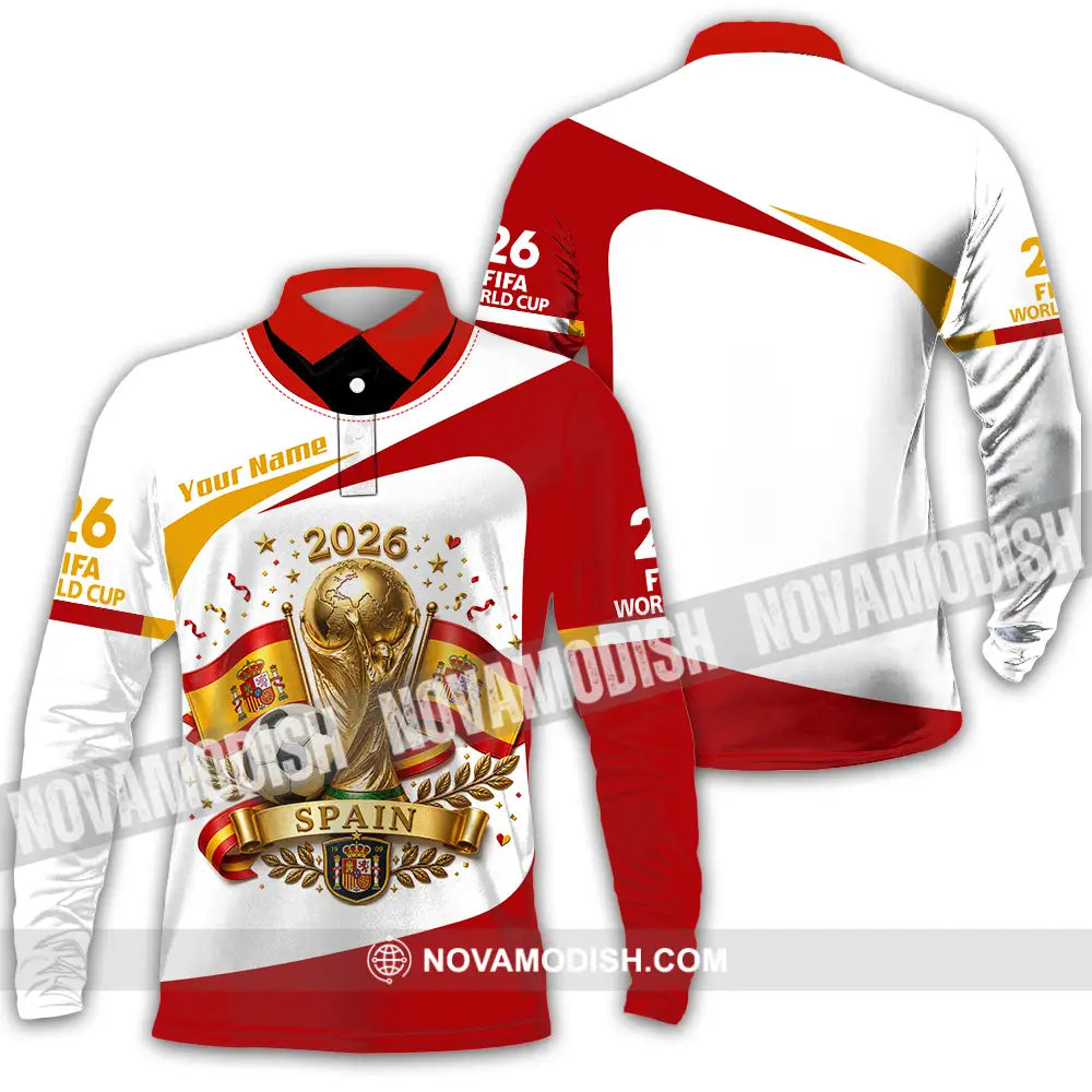 Unisex Shirt - Custom Spain World Cup 2026 Shirt - Long Sleeve Polo / S - T-shirt