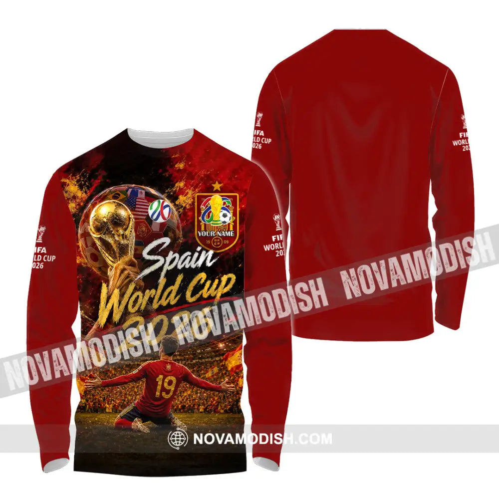 Unisex Shirt - Custom Spain World Cup 2026 Shirt - Long Sleeve Shirt / S - T-shirt