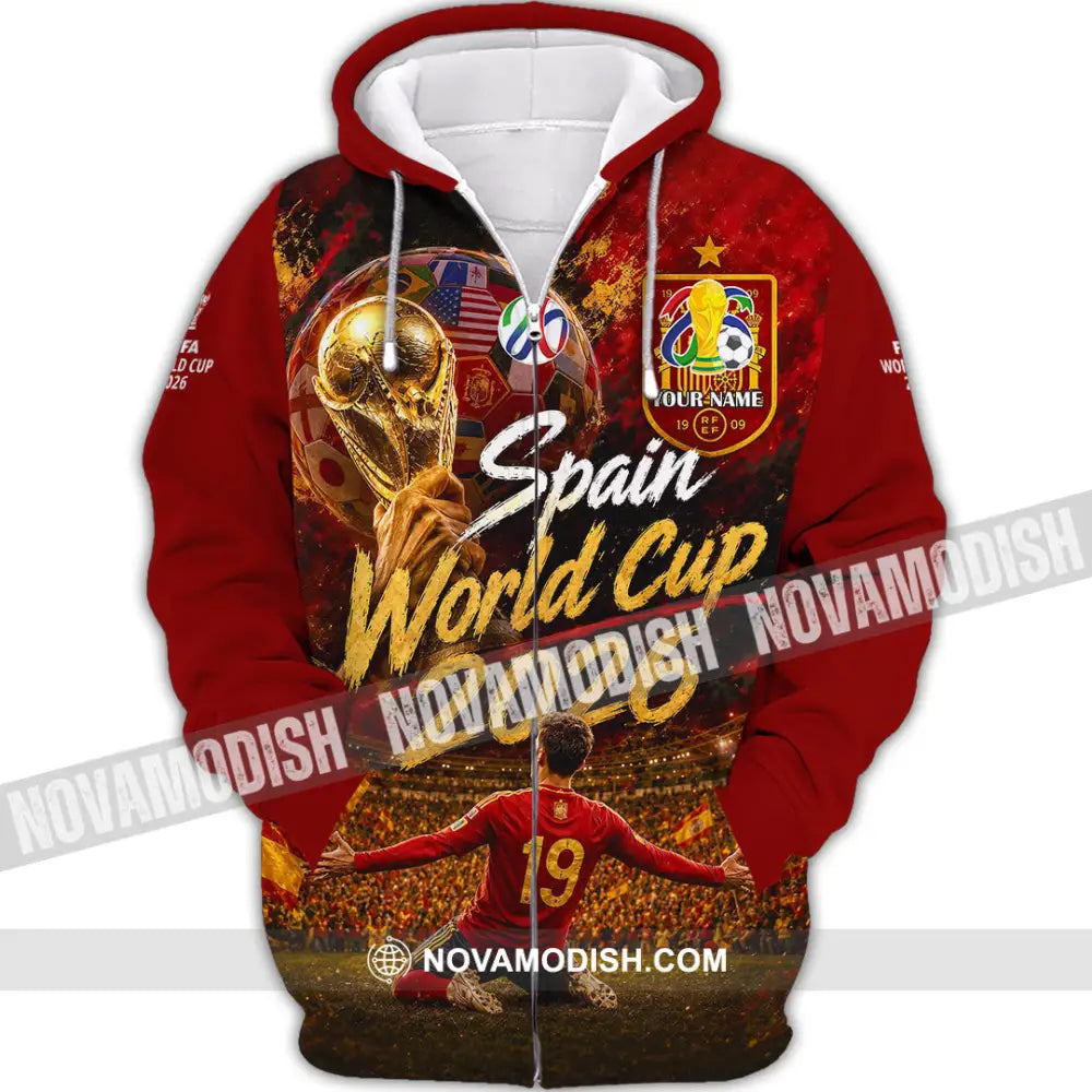 Unisex Shirt - Custom Spain World Cup 2026 Shirt - Zipper Hoodie / S - T-shirt