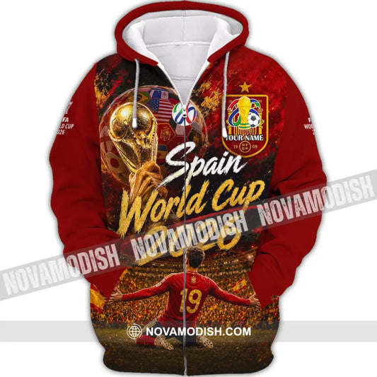 Unisex Shirt - Custom Spain World Cup 2026 Shirt - Zipper Hoodie / S - T-shirt