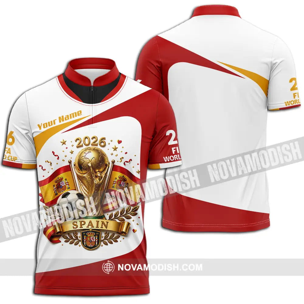 Unisex Shirt - Custom Spain World Cup 2026 Shirt - Zipper Polo Shirt / S - T-shirt