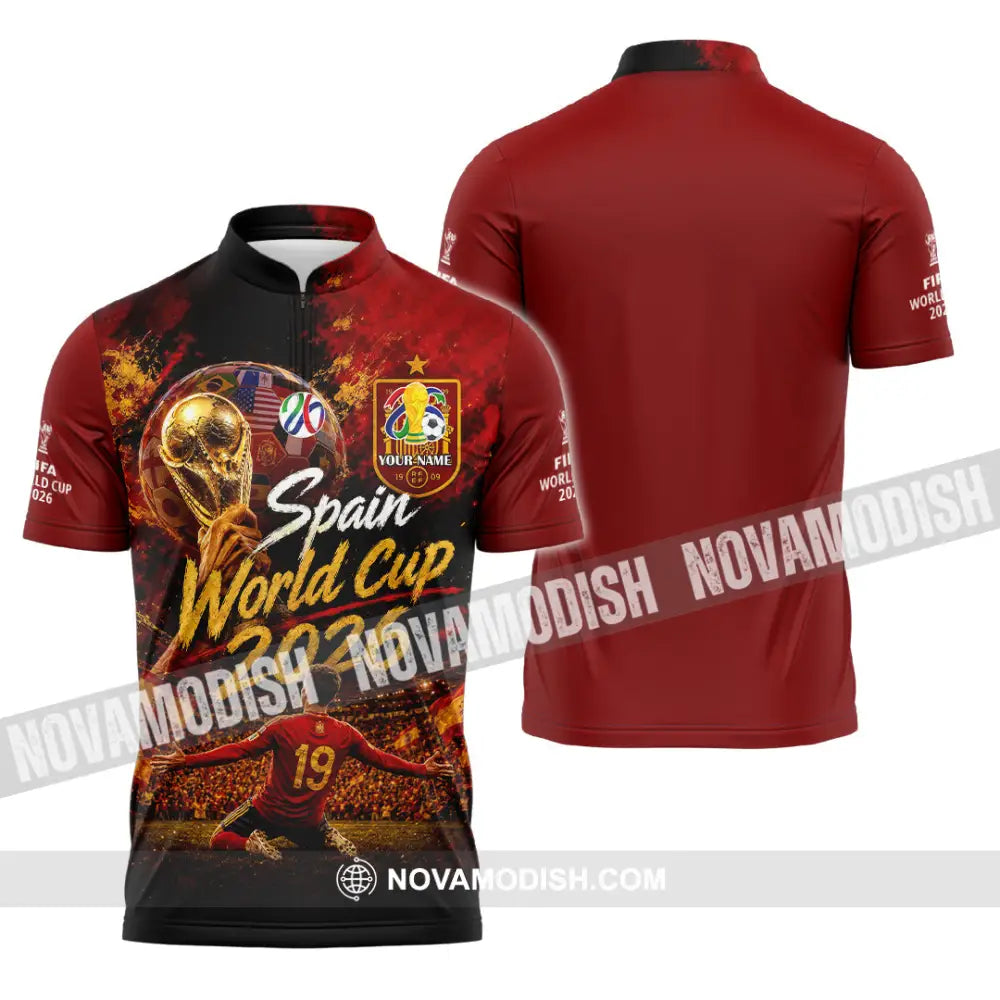 Unisex Shirt - Custom Spain World Cup 2026 Shirt - Zipper Polo Shirt / S - T-shirt