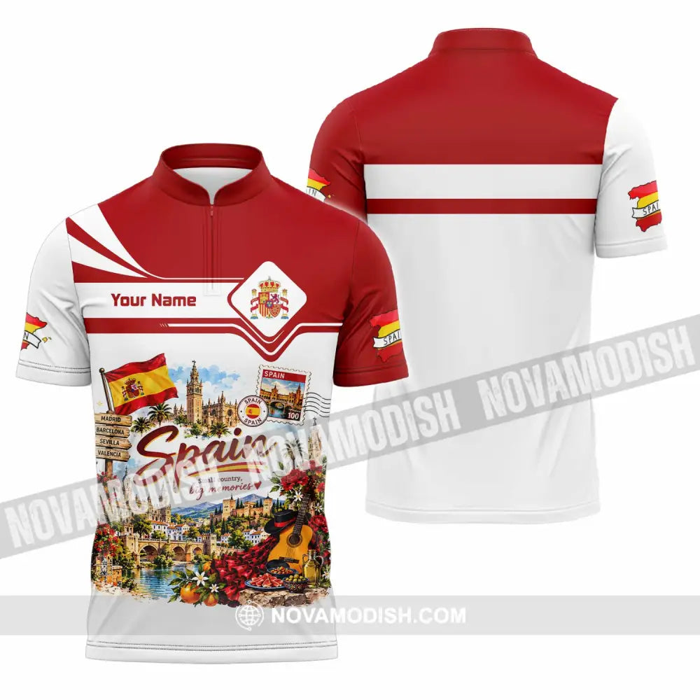 Unisex Shirt - Custom Spain Shirt - Zipper Polo Shirt / S - T-shirt