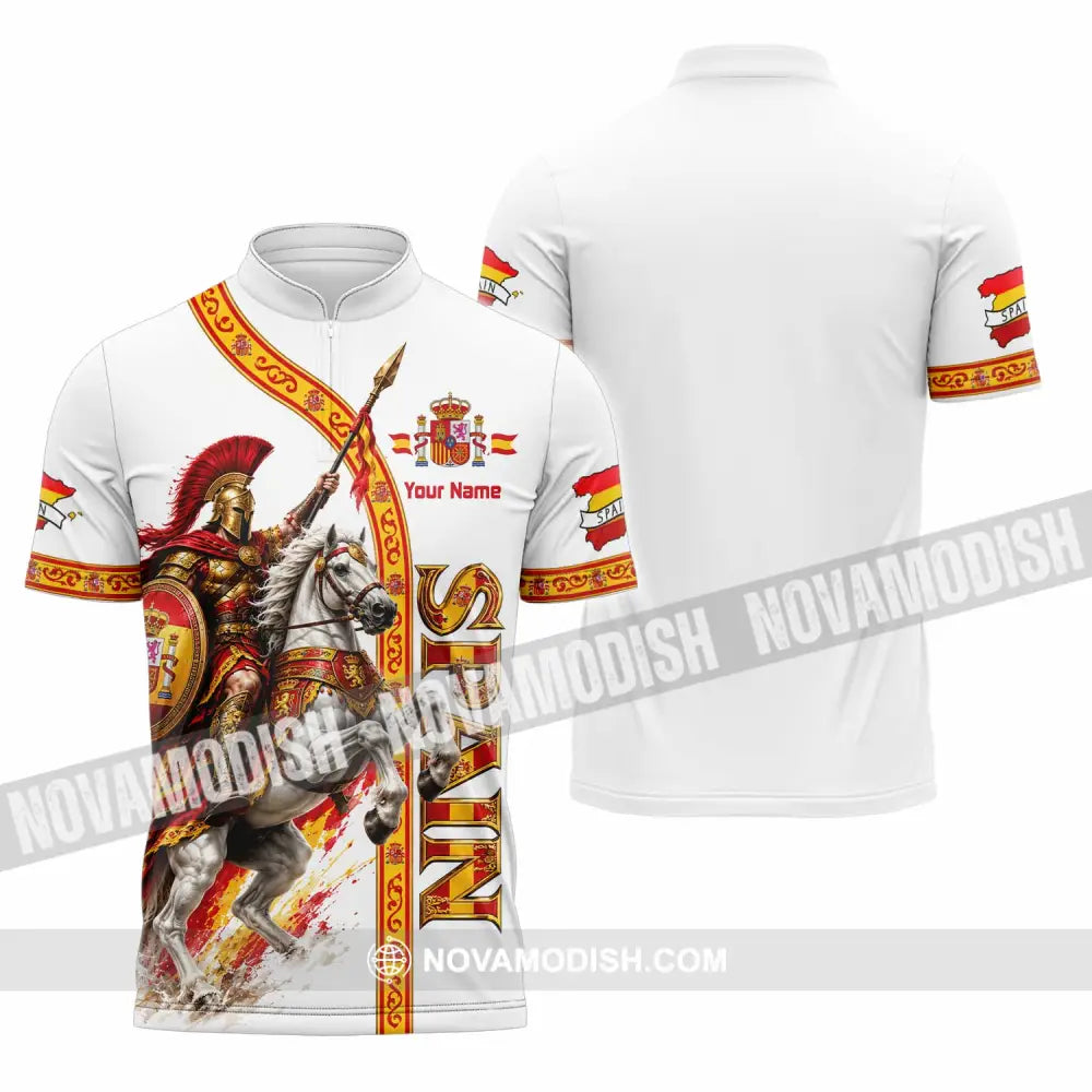 Unisex Shirt - Custom Spain Shirt - Zipper Polo Shirt / S - T-shirt