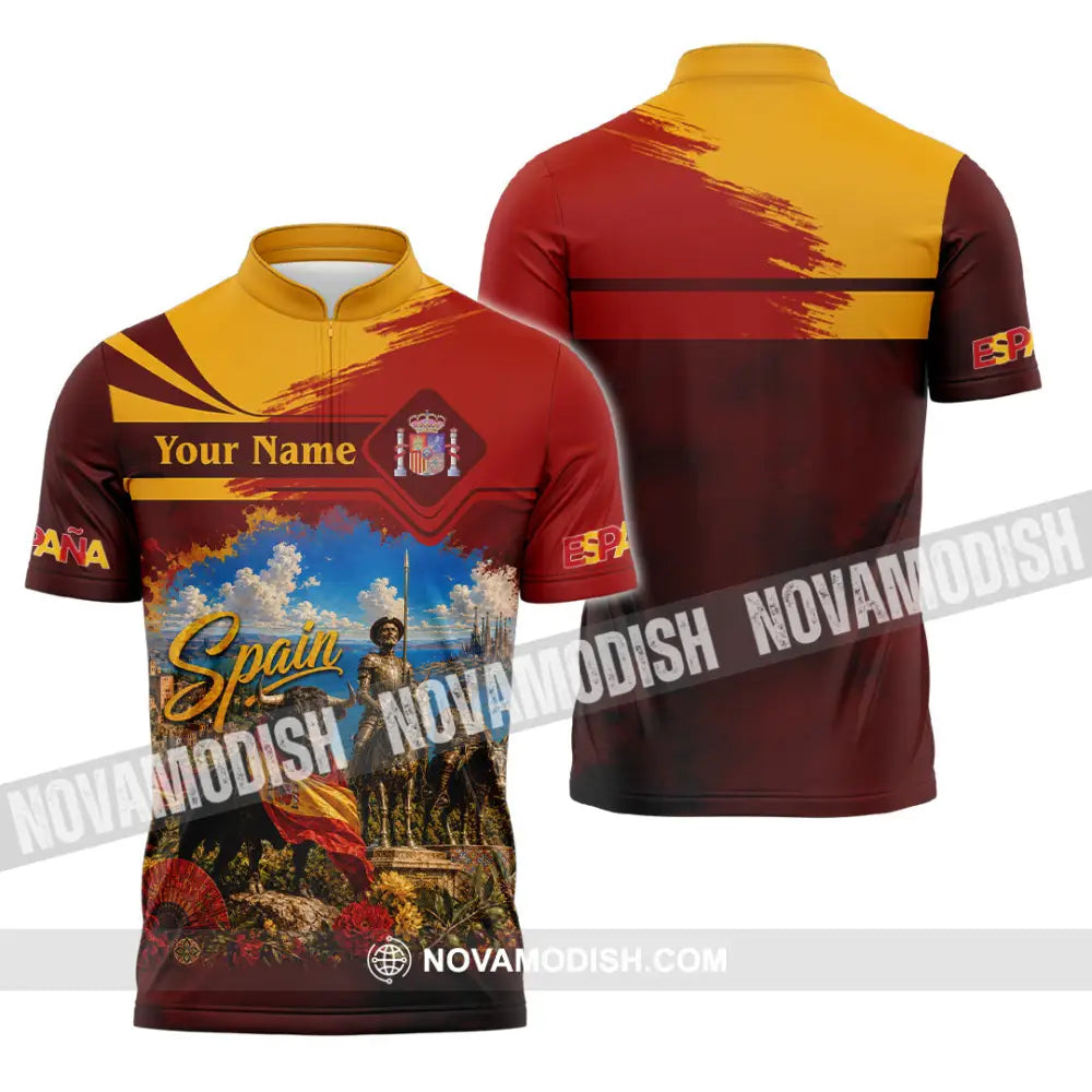 Unisex Shirt - Custom Spain Shirt - Zipper Polo Shirt / S - T-shirt