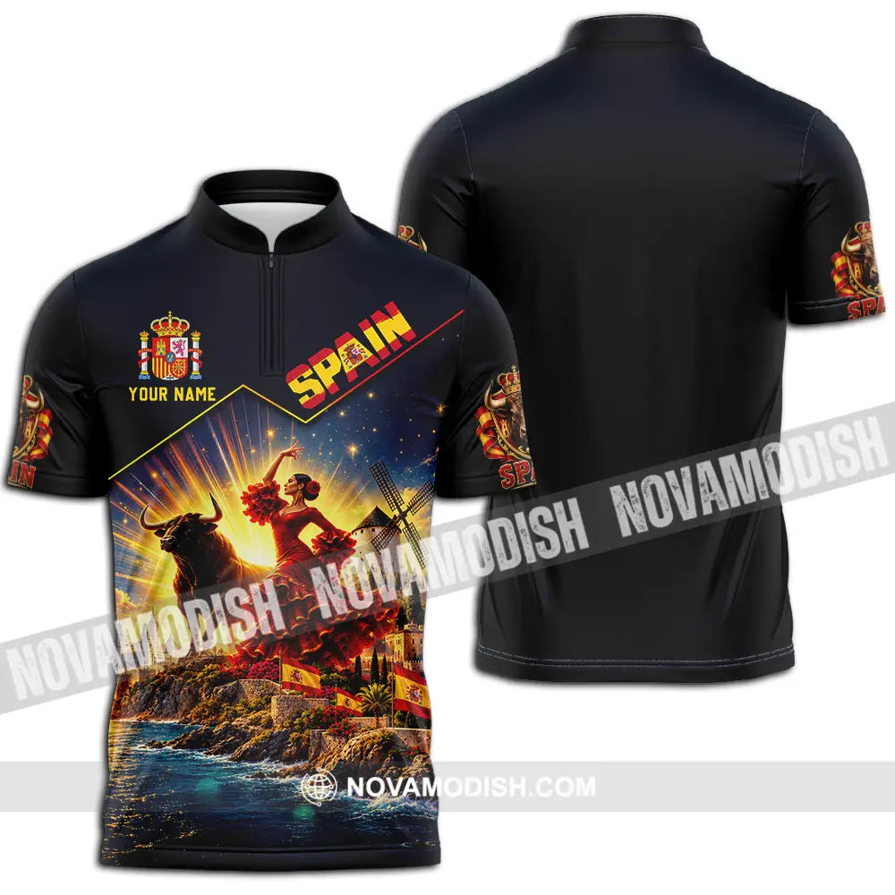 Unisex Shirt - Custom Spain Shirt - Zipper Polo Shirt / S - T-shirt
