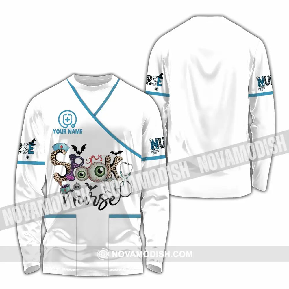 Unisex Shirt - Custom Spooky Nurse Halloween Shirt Long Sleeve Shirt / S T-shirt